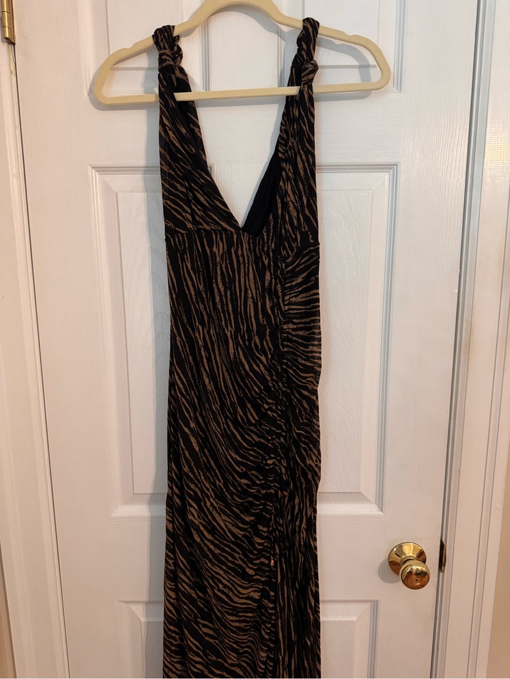 Free People Zahara Midi Dress in Black and Tan Animal Print - Picture 4 of 8